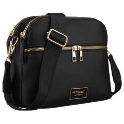 Schwarze, städtische Damenhandtasche aus Öko-Leder – Peterson