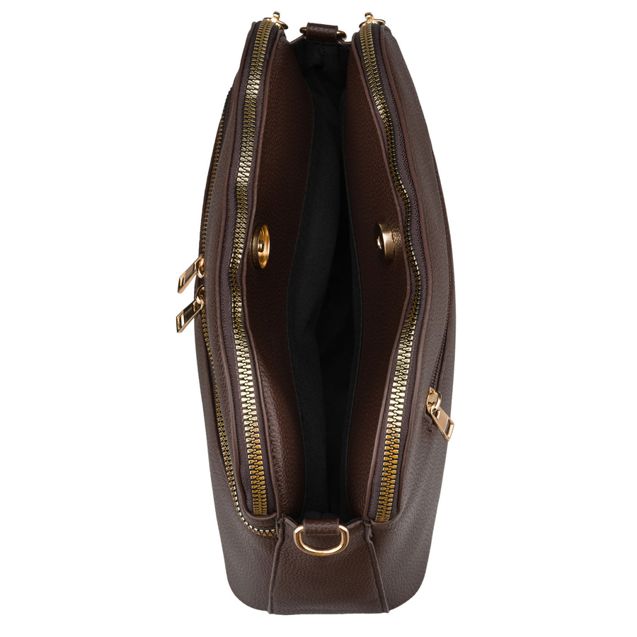 Braune, städtische Damenhandtasche aus Öko-Leder, mit Reißverschluss und Magnetverschluss - Peterson – Bild 9