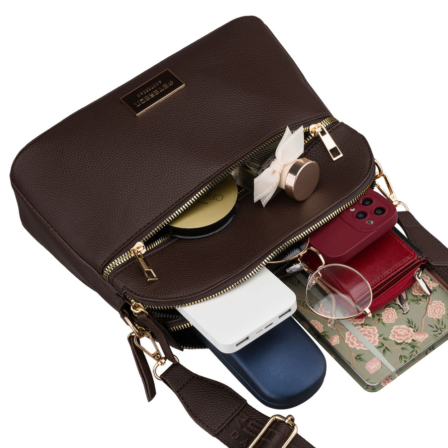 Braune, städtische Damenhandtasche aus Öko-Leder, mit Reißverschluss und Magnetverschluss - Peterson – Bild 13