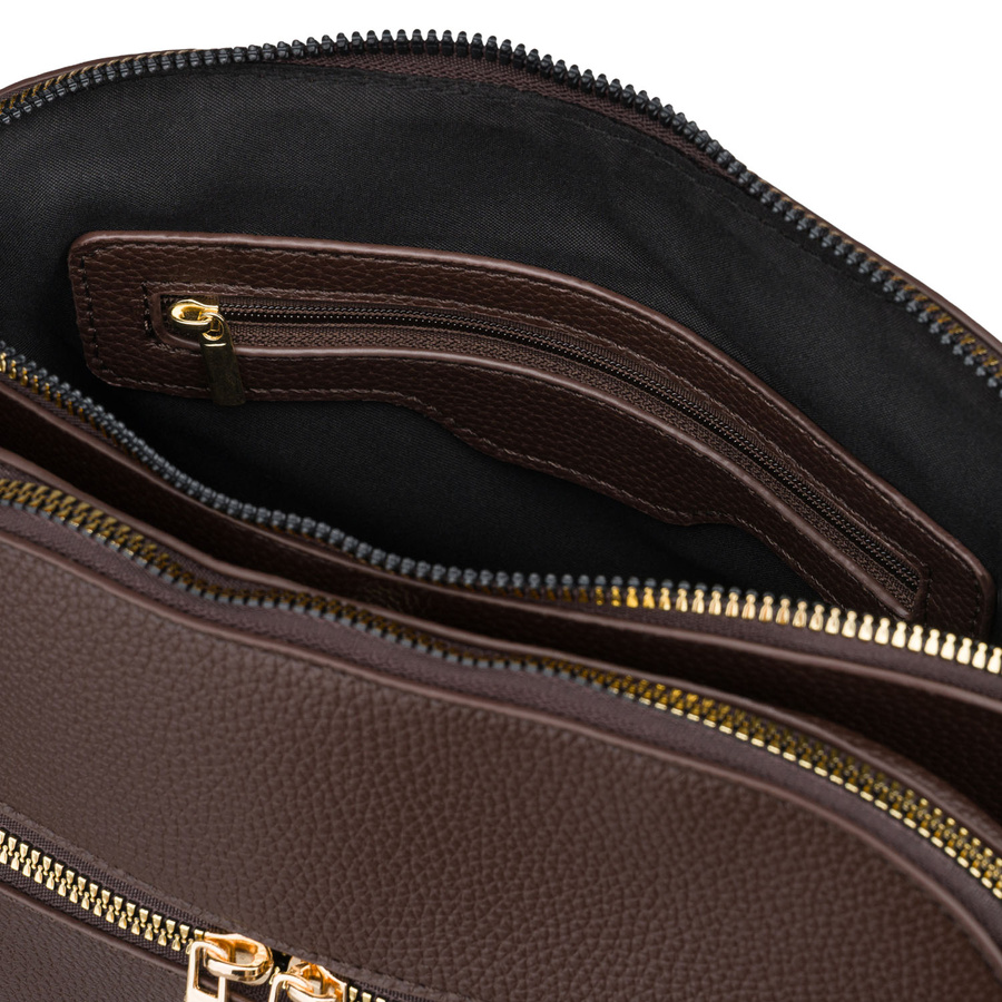 Braune, städtische Damenhandtasche aus Öko-Leder, mit Reißverschluss und Magnetverschluss - Peterson – Bild 7