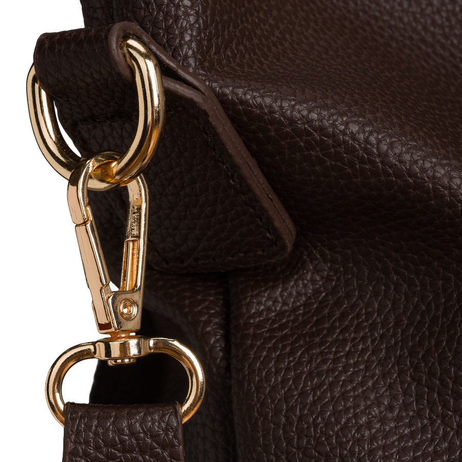 Städtische Damenhandtasche aus Öko-Leder in Braun, an verstellbarem Gürtel hängend - Peterson – Bild 8
