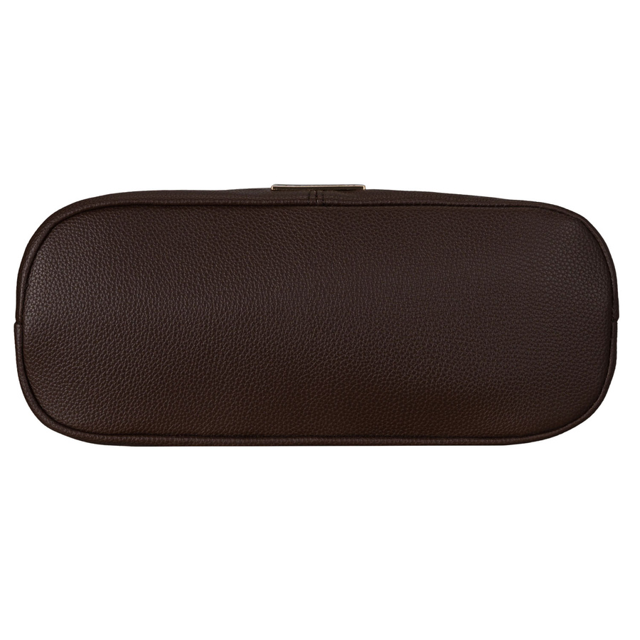 Städtische Damenhandtasche aus Öko-Leder in Braun, an verstellbarem Gürtel hängend - Peterson – Bild 11