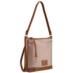 Beige Damenhandtasche aus Polyester, aufgehängt an zwei Gurten – Peterson