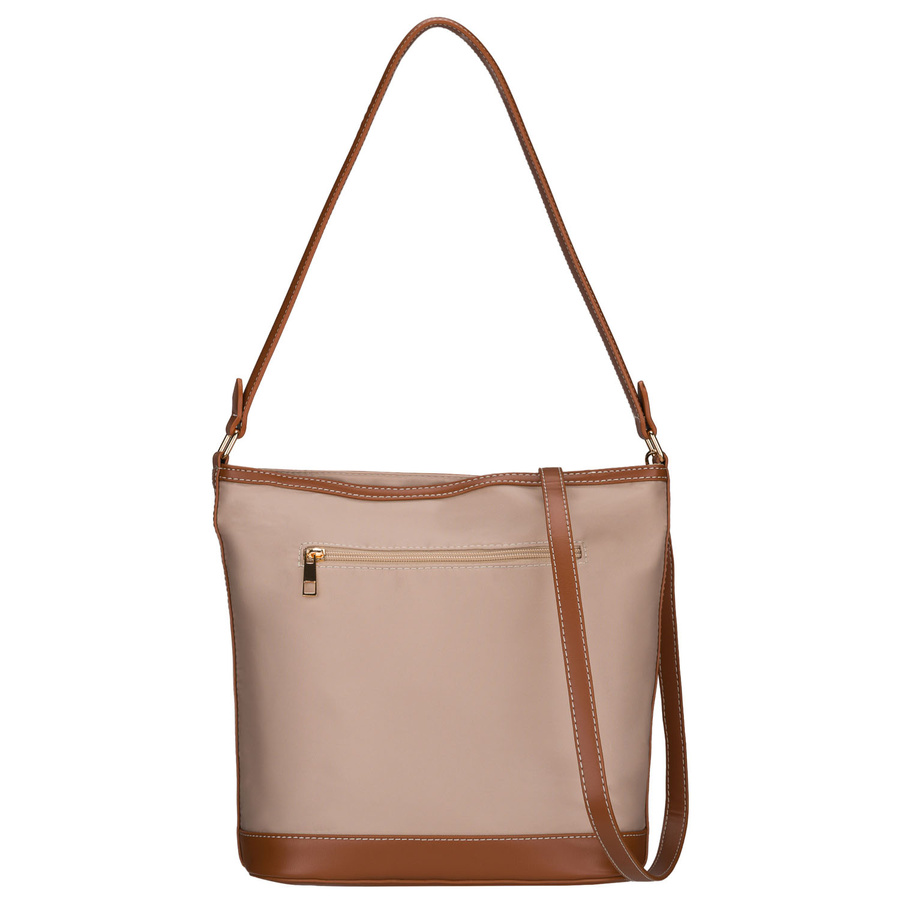 Beige Damenhandtasche aus Polyester, aufgehängt an zwei Gurten - Peterson – Bild 4