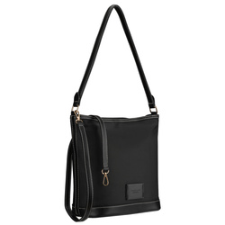 Schwarze Damenhandtasche aus Polyester, an zwei Gurten hängend – Peterson