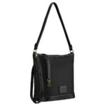 Schwarze Damenhandtasche aus Polyester, an zwei Gurten hängend - Peterson