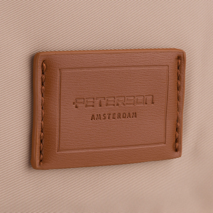 Beige Damenhandtasche aus Polyester, aufgehängt an Griff und Gürtel und mit Reißverschluss verschließbar - Peterson – Bild 4