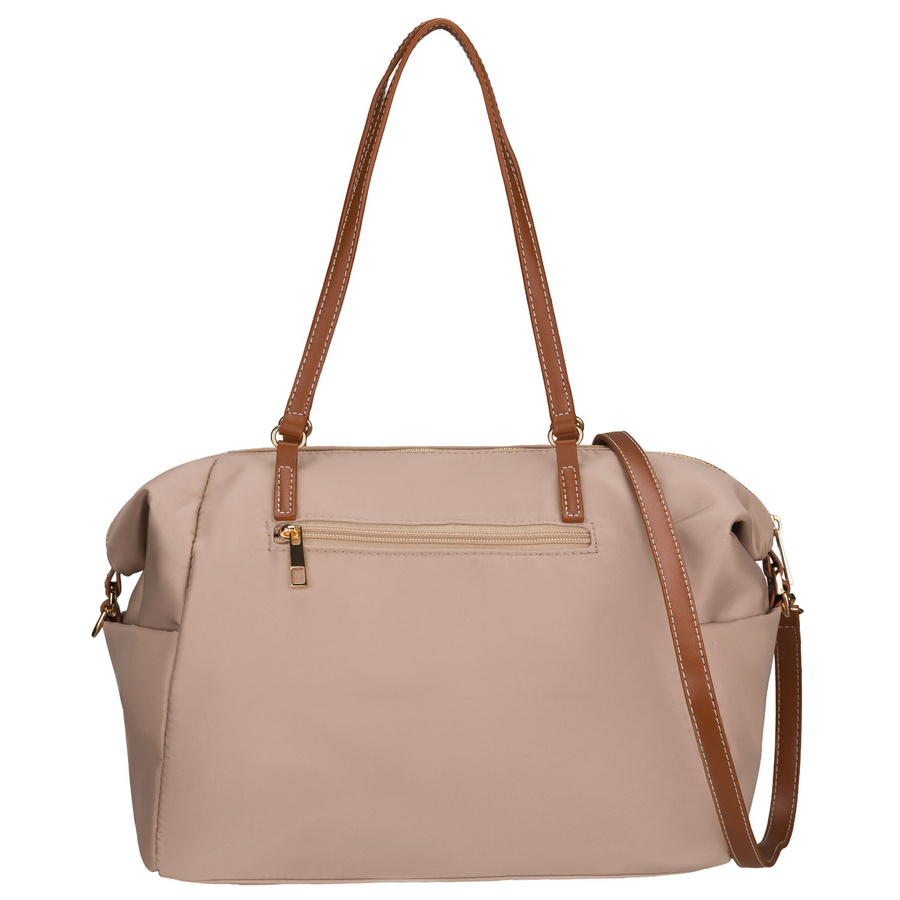 Beige Damenhandtasche aus Polyester, aufgehängt an Griff und Gürtel und mit Reißverschluss verschließbar - Peterson – Bild 3