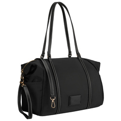 Schwarze Damenhandtasche aus Polyester mit zwei Seitentaschen – Peterson