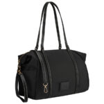 Schwarze Damenhandtasche aus Polyester mit zwei Seitentaschen - Peterson