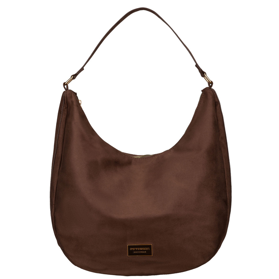 Braune Damenhandtasche aus Öko-Leder, einteilig und mit Reißverschluss verschließbar - Peterson – Bild 4