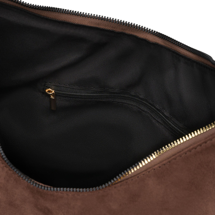 Braune Damenhandtasche aus Öko-Leder, einteilig und mit Reißverschluss verschließbar - Peterson – Bild 7