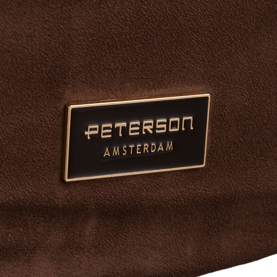 Braune Damenhandtasche aus Öko-Leder, einteilig und mit Reißverschluss verschließbar - Peterson – Bild 6