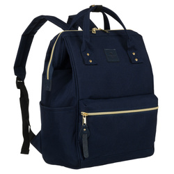 Damenrucksack aus Polyester in Marineblau mit Laptopfach, aufgehängt an verstellbaren Trägern – Peterson