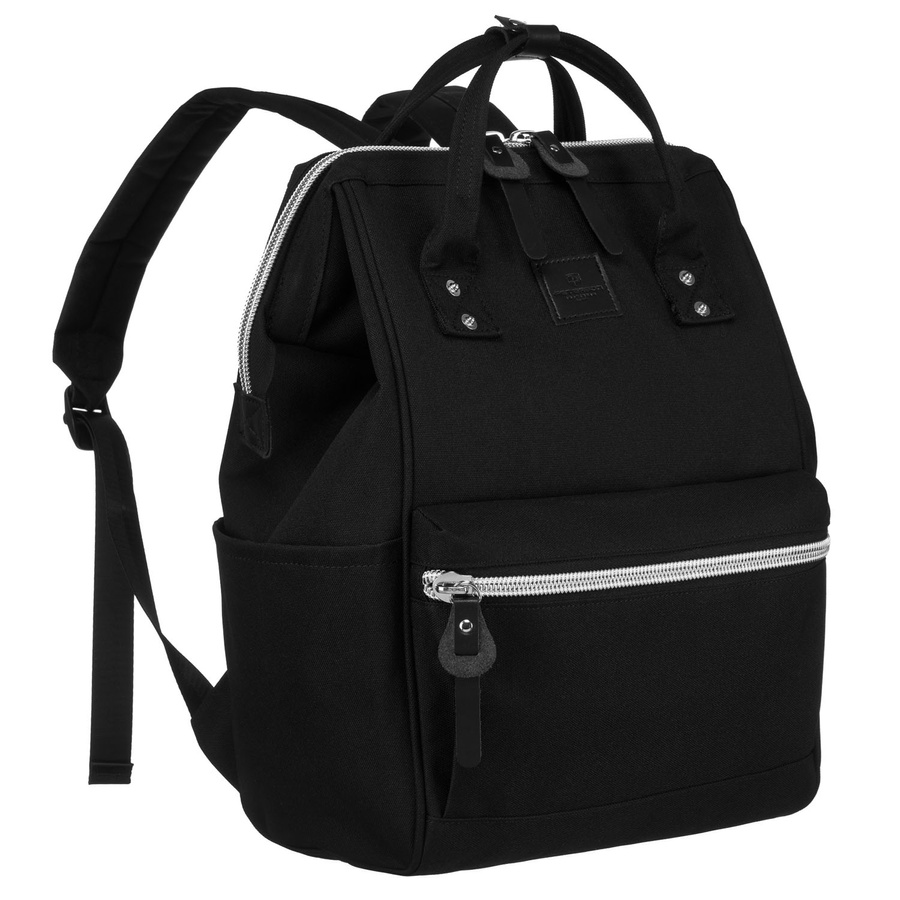 Großer Rucksack aus Polyester in Schwarz mit Laptopfach und USB-Anschluss - Peterson