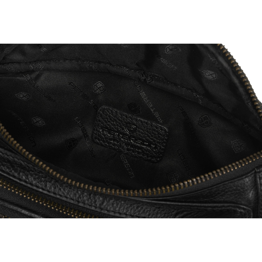 Praktische Herrentasche in schwarzer Farbe aus Echtleder gefertigt und mit Reißverschluss verschließbar - Peterson – Bild 5