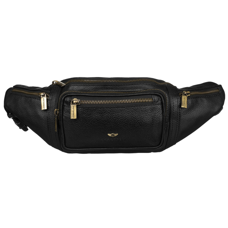 Praktische Herrentasche in schwarzer Farbe aus Echtleder gefertigt und mit Reißverschluss verschließbar - Peterson – Bild 2