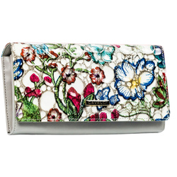 Bunte Damen-Geldbörse mit Blumenmuster aus Echtleder und Kunstleder – 4U Cavaldi