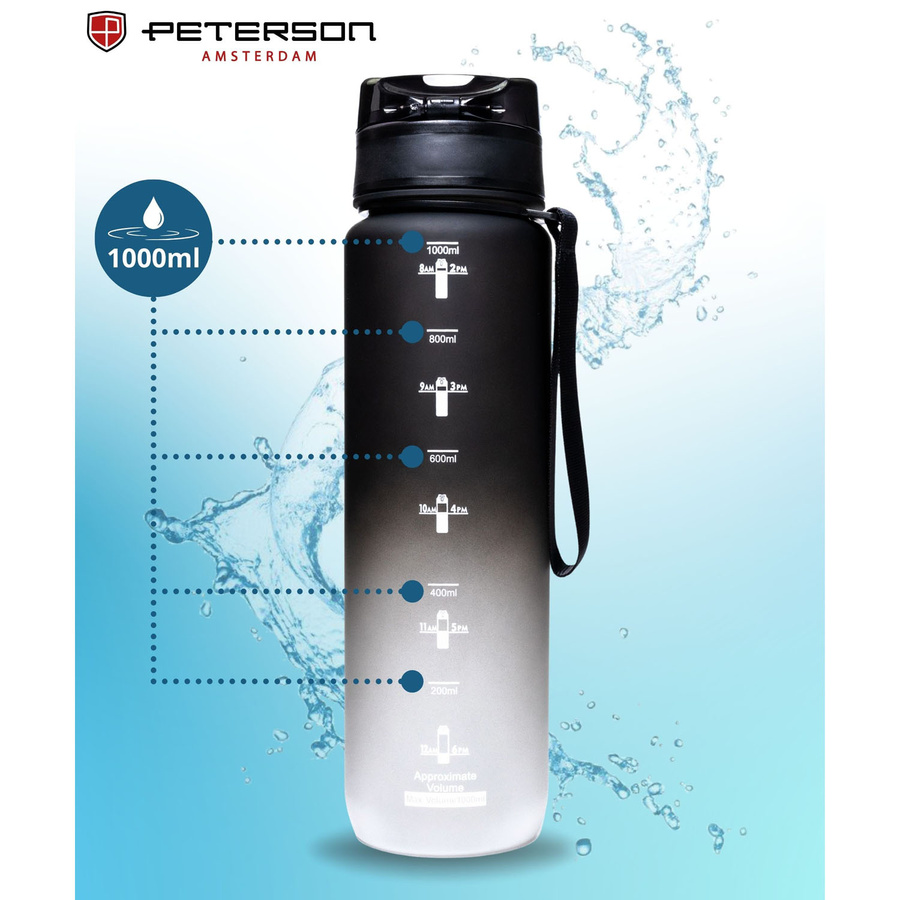 Praktische, weiß-schwarze Trinkflasche mit Trageschlaufe - Peterson – Bild 7