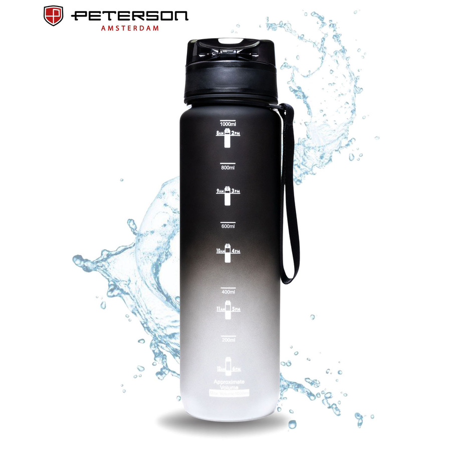 Praktische, weiß-schwarze Trinkflasche mit Trageschlaufe - Peterson – Bild 6
