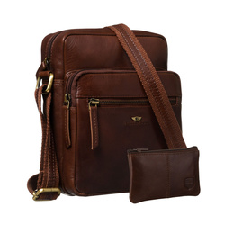Herrentasche aus Echtleder in Braun, mit verstellbarem Riemen – Peterson