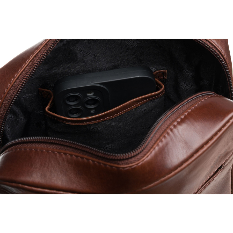 Herrentasche aus Echtleder in Braun, mit verstellbarem Riemen - Peterson – Bild 9