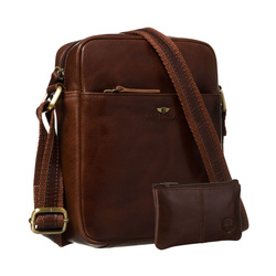 Braune, einteilige Herrentasche aus Echtleder – Peterson