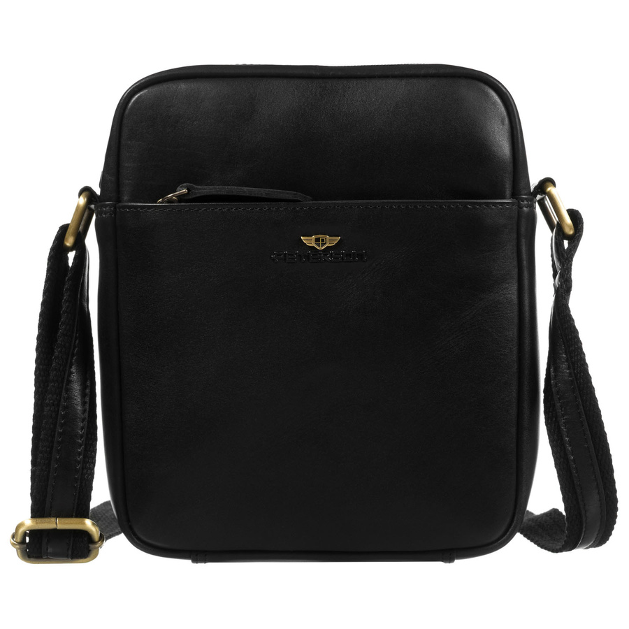 Ein-Kammer-Herrentasche aus Echtleder in schwarzer Farbe, mit Reißverschluss - Peterson – Bild 2