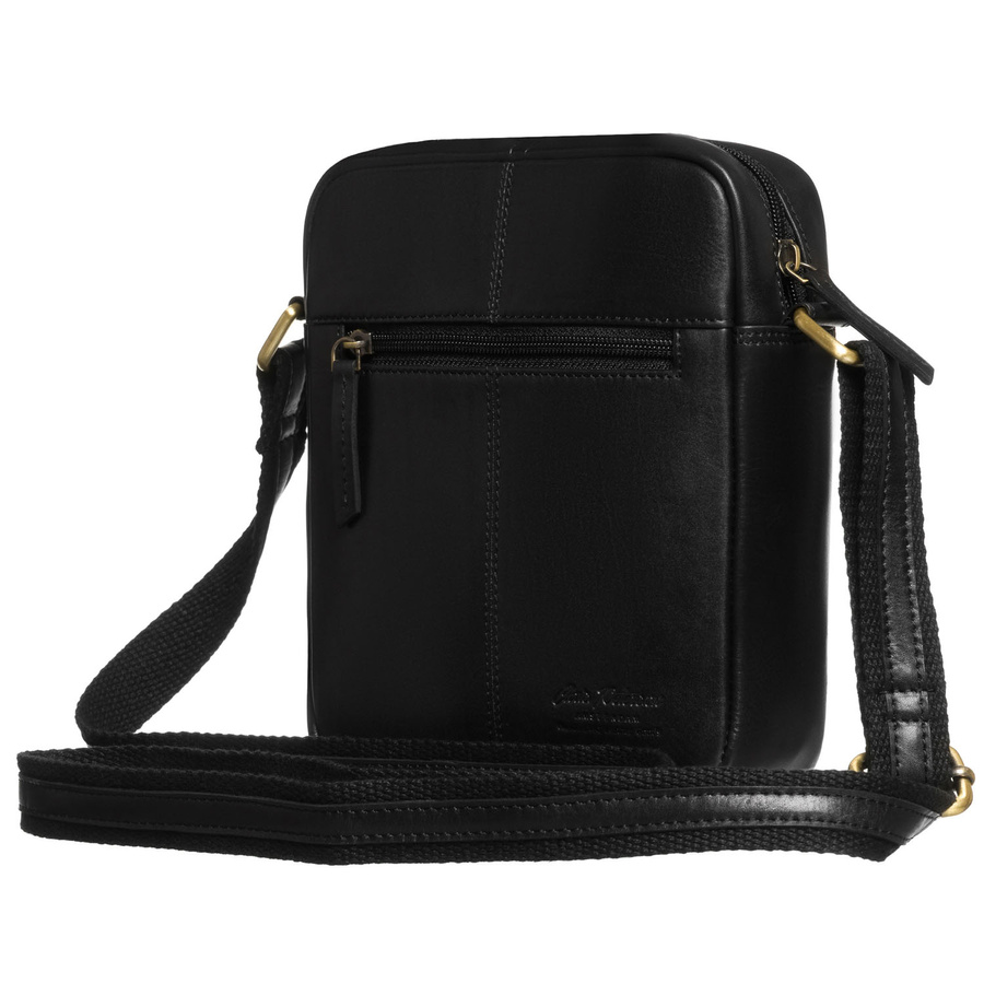 Ein-Kammer-Herrentasche aus Echtleder in schwarzer Farbe, mit Reißverschluss - Peterson – Bild 5