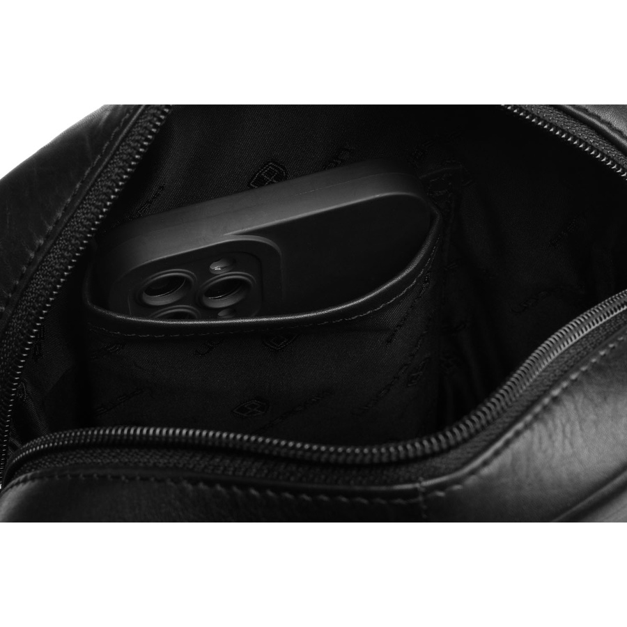 Ein-Kammer-Herrentasche aus Echtleder in schwarzer Farbe, mit Reißverschluss - Peterson – Bild 9