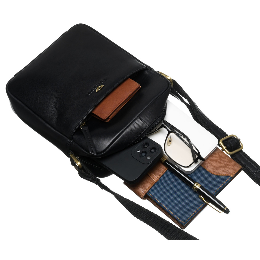 Ein-Kammer-Herrentasche aus Echtleder in schwarzer Farbe, mit Reißverschluss - Peterson – Bild 10