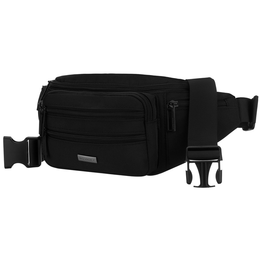 Schwarze, sportliche Herrengürteltasche mit sechs zusätzlichen Taschen - Rovicky – Bild 3