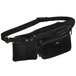 Klassische, schwarze Herren-Gürteltasche aus Echtleder für die Hüfte – Peterson