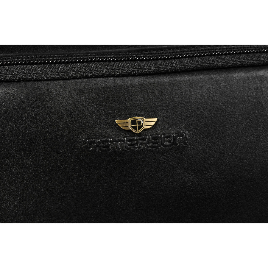 Klassische, schwarze Herren-Gürteltasche aus Echtleder für die Hüfte - Peterson – Bild 7