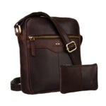 Braune Herrentasche aus Echtleder mit Tasche - Peterson
