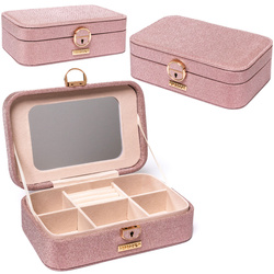 Geräumige, elegante Schmuckschatulle in Rosa, abschließbar mit Schlüssel – Peterson