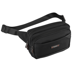 Herren-Gürteltasche, kleine schwarze Umhängetasche im Crossbody-Stil, leicht, mit Reißverschluss – Peterson