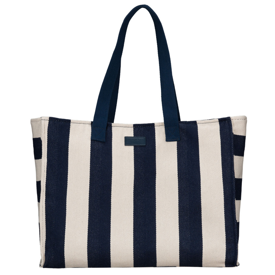 Weiße und marineblaue Damenhandtasche aus Polyester mit modischen Streifen – Peterson – Bild 4