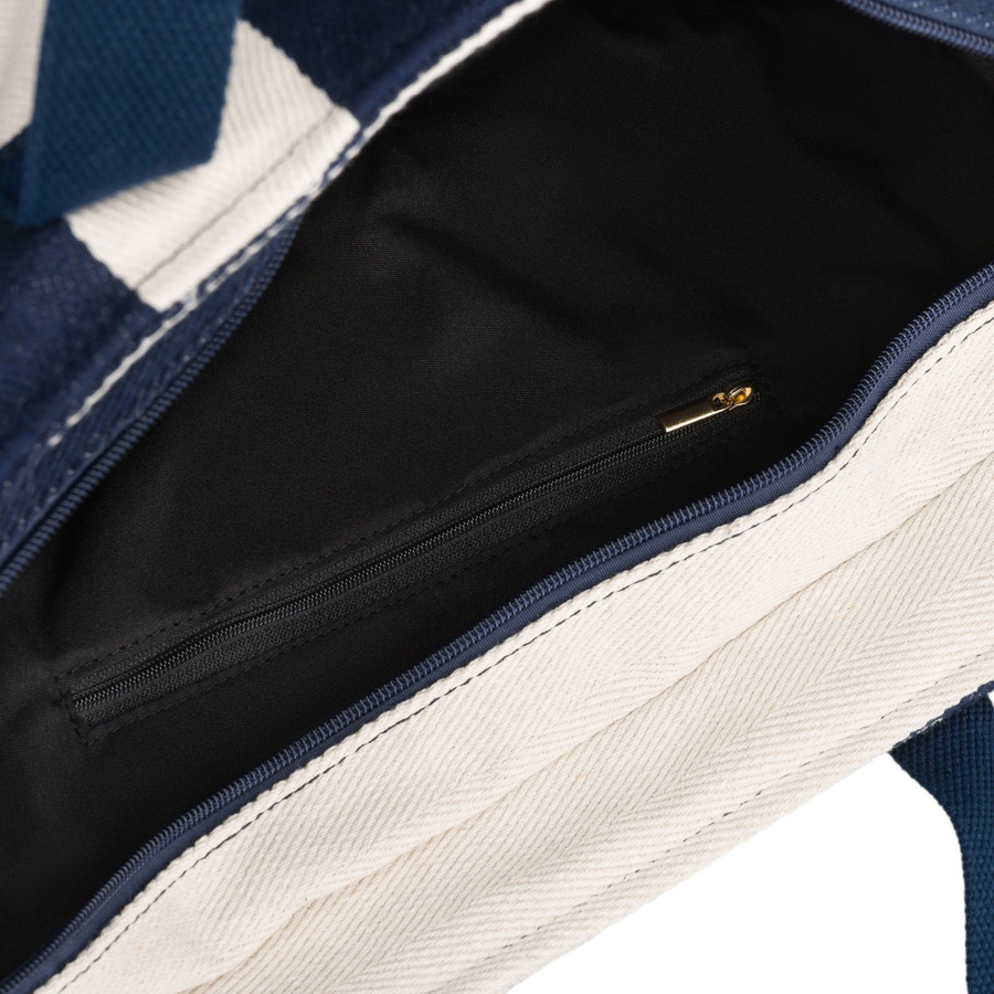 Weiße und marineblaue Damenhandtasche aus Polyester mit modischen Streifen – Peterson – Bild 7