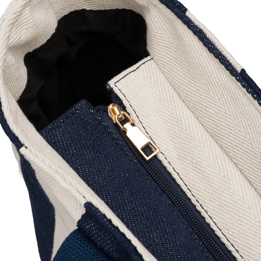 Weiße und marineblaue Damenhandtasche aus Polyester mit modischen Streifen – Peterson – Bild 9