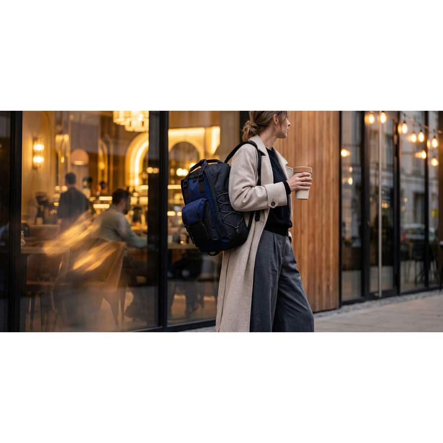 Geräumiger, schwarz-dunkelblauer, urbaner Rucksack mit Laptopfach - Himawari – Bild 9