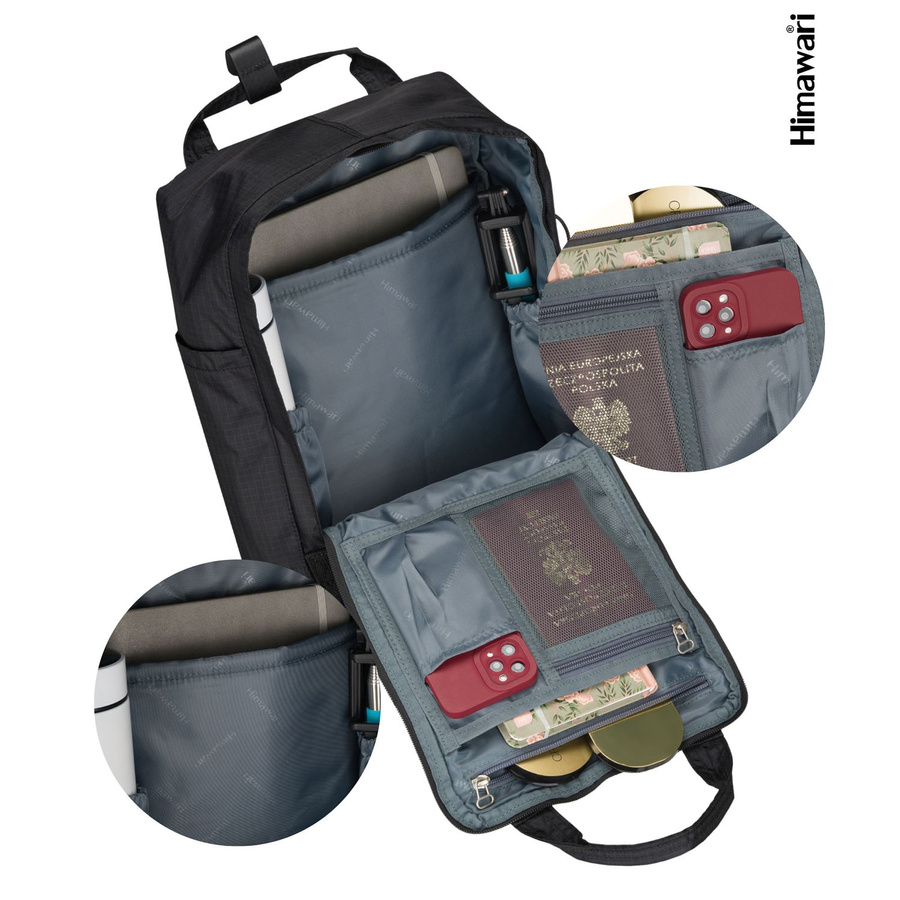 Geräumiger, schwarz-dunkelblauer, urbaner Rucksack mit Laptopfach - Himawari – Bild 16