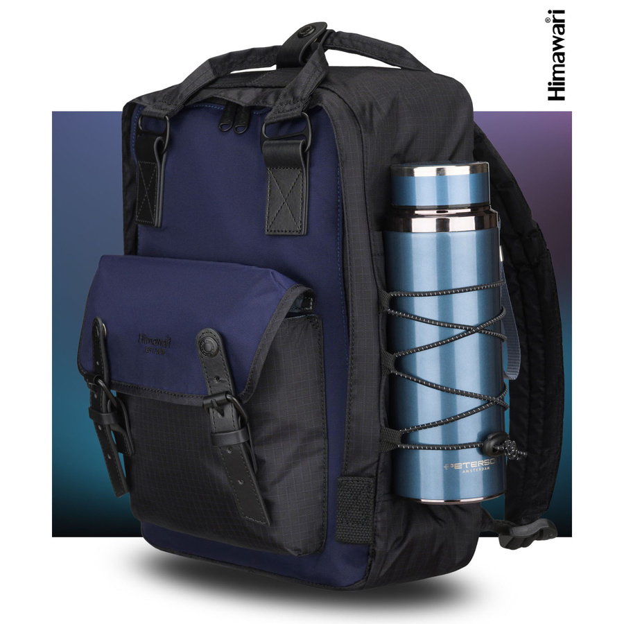 Geräumiger, schwarz-dunkelblauer, urbaner Rucksack mit Laptopfach - Himawari – Bild 8