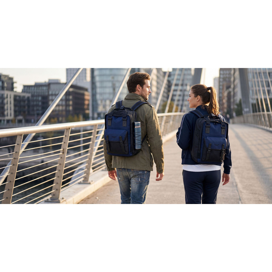 Geräumiger, schwarz-dunkelblauer, urbaner Rucksack mit Laptopfach - Himawari – Bild 7