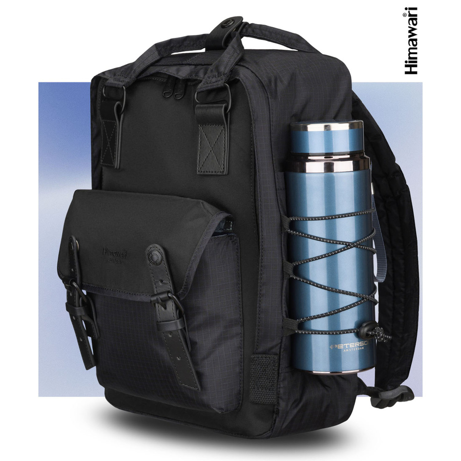 Schwarzer, praktischer Rucksack mit Laptopfach - Himawari – Bild 4