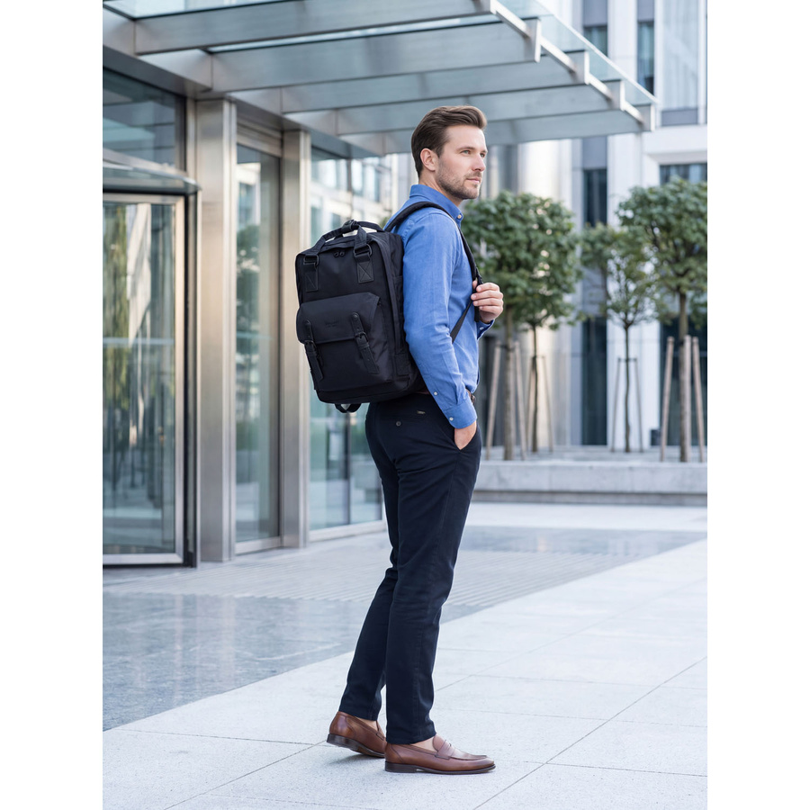 Schwarzer, praktischer Rucksack mit Laptopfach - Himawari – Bild 5