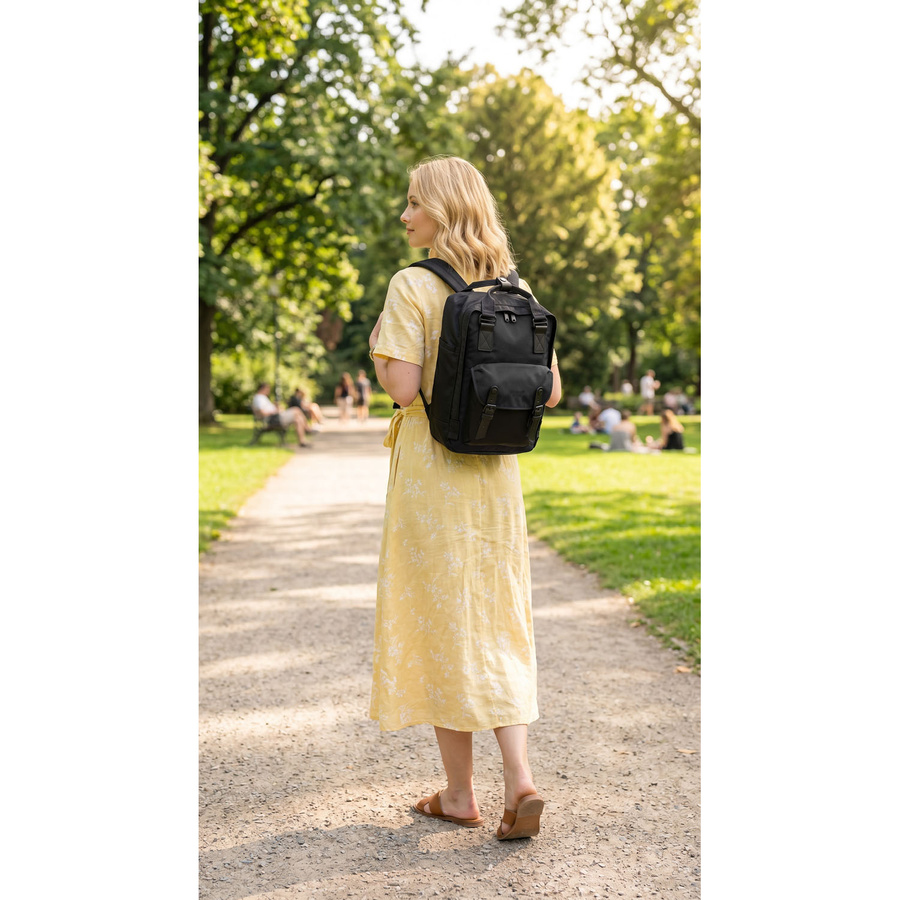 Schwarzer, praktischer Rucksack mit Laptopfach - Himawari – Bild 3