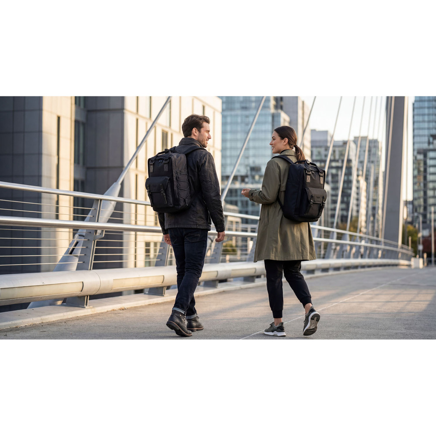 Schwarzer, praktischer Rucksack mit Laptopfach - Himawari – Bild 14
