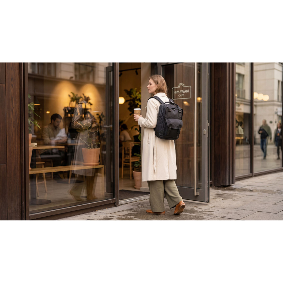 Schwarzer, praktischer Rucksack mit Laptopfach - Himawari – Bild 11
