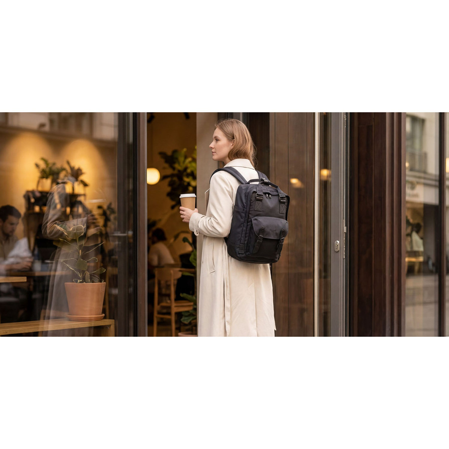 Schwarzer, praktischer Rucksack mit Laptopfach - Himawari – Bild 10